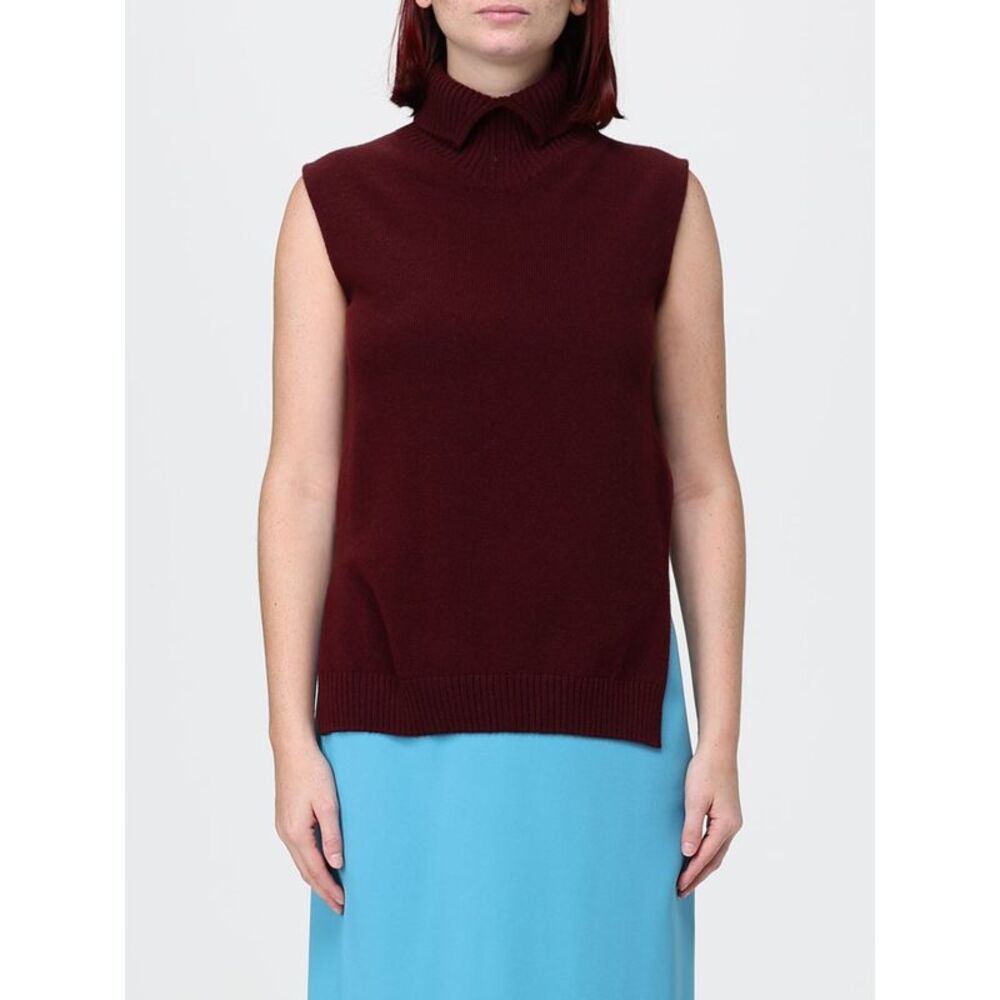 Jil Sander Women Jil Sander Sleeveless Wool Knit Polo Neck With Ribbed Trims